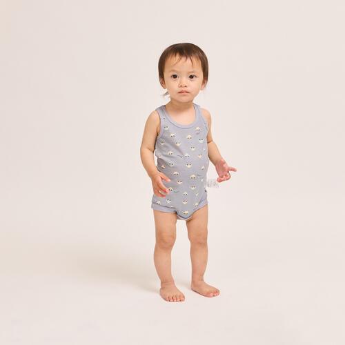 2枚組 袖無しロンパース肌着  鹿の子 恐竜 80cm