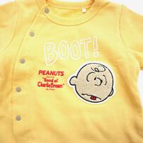 SNOOPY スヌーピー 長袖カバーオール おしり顔 イエロー×80cm ベビーザらス限定