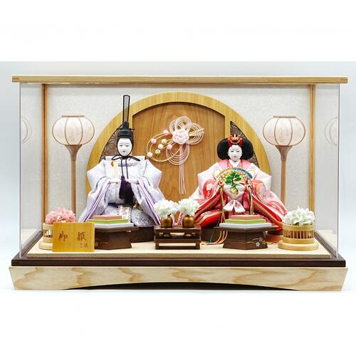 【雛人形】ケース親王飾り「麻の葉衝立パノラマアクリル」（322724）