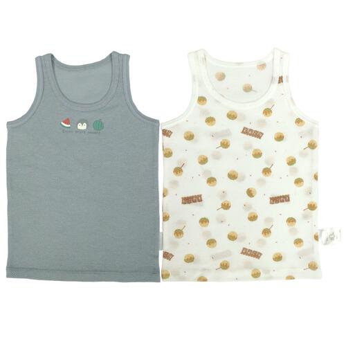 2枚組袖なしシャツ肌着 防汚 ペンギン&times;たこ焼き パステルブルー&times;80cm ベビーザらス限定
