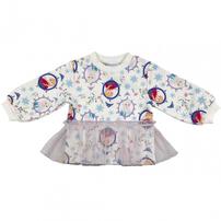 【Sophitica × tsumashi1118さん】Disney アナと雪の女王 裏毛トレーナー 総柄 ホワイト×120cm ベビーザらス限定