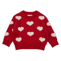 RAT-A-TATR ラッタッター ケーブルニット ループ編み柄 ハート レッド&times;90cm