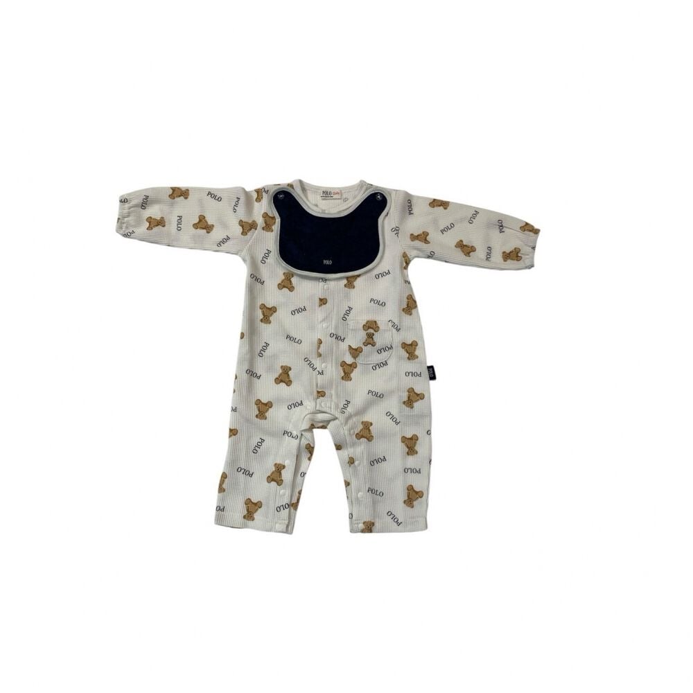POLO BCS クマ型スタイ付きロンパース ナチョラル×70-80cm ベビーザら