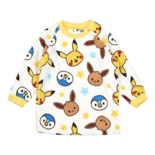 monpoke モンポケ 珊瑚フリースパジャマ 総柄 イエロー×100cm