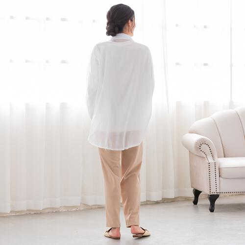 らくちんタックパンツ ベージュ M-L