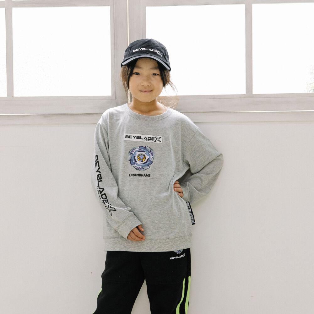 BEYBLADE X 長袖Tシャツ ロゴワッペン ベイブレード エックス グレー