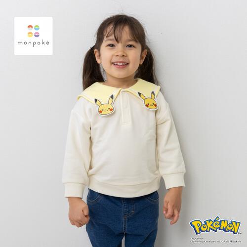 monpoke モンポケ トレーナー 衿付き ピカチュウ ナチュラル&times;80cm