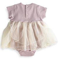 半袖ロンパース ワッフル レース付き ピンク&times;70cm