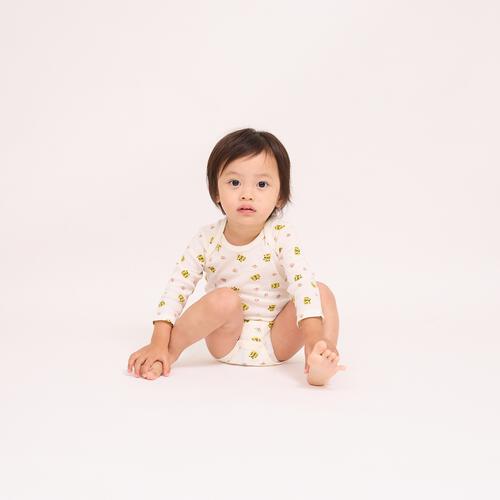 長袖ロンパース肌着 2枚組 テレコ 車 グレー&times;90cmベビーザらス限定