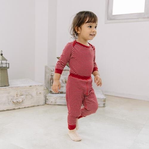 FirstCloset×mio 長袖ボディスーツ レギンス付き スムス レッド×70-80cm ベビーザらス限定