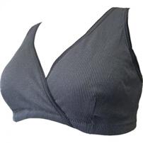 ハーフトップ リブ編み ２枚組 チャコール×L MU