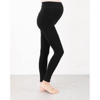 はじめてママのためのウェストらくらくレギンス 裏シャギー ブラック×M-L