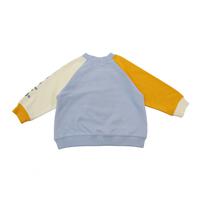 monpoke モンポケ トレーナー 袖配色 サガラ刺繍 ピカチュウ ブルー×100cm