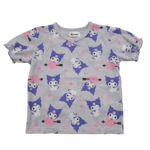 クロミ 半袖パジャマ メッシュ 総柄丸首 パープル&times;110cm