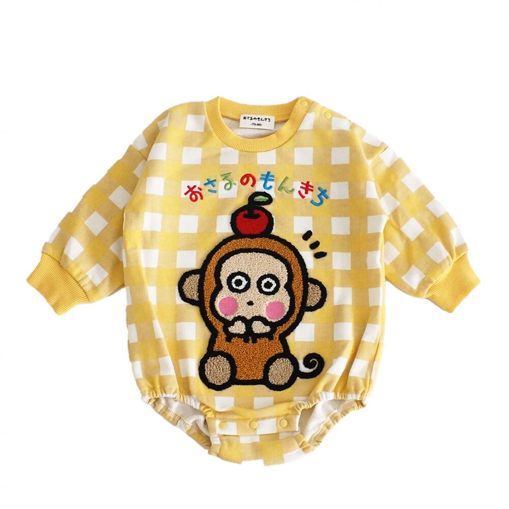SANRIO サンリオ おさるのもんきち 長袖ダルマボディスーツ イエロー