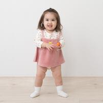 monpoke モンポケ 長袖ロンパース キャミワンピ付きピンク×70cm ベビーザらス限定