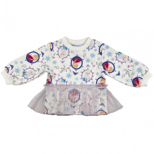 【Sophitica × tsumashi1118さん】Disney アナと雪の女王 裏毛トレーナー 総柄 ホワイト×110cm ベビーザらス限定