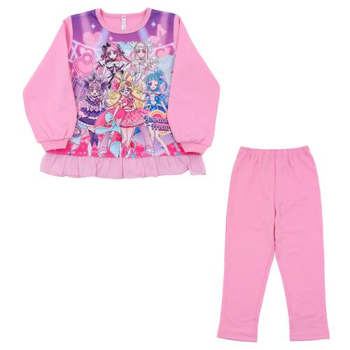 キミとアイドルプリキュア 光るダンボールパジャマA ピンク×110cm