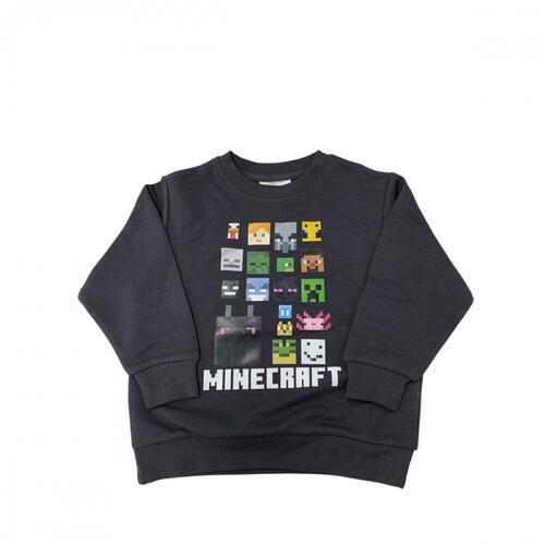 マインクラフト 裏毛キャラクター柄トレーナー チャコール&times;120cm