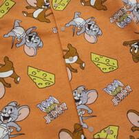 TOM and JERRY  長袖前開きプレオール スタイ付き トムとジェリー オレンジ&times;70-80cm