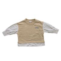 pular pular 裏毛布帛切り替えトレーナー (ミディアムベージュ×80cm)