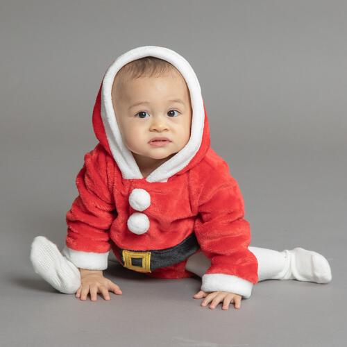 クリスマスボディスーツ 帽子付きサンタ コスチューム ベビー サンタクロース コスチューム 子供 衣装 レッド×80cm ベビーザらス限定