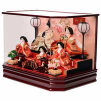 【雛人形】ケース飾り 五人飾り「雪輪に春うらら六角アクリル」  (322262)ひな人形 おしゃれ トイザらス・ベビーザらス限定【メーカー直送】