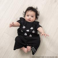 ドラクエベビー＆キッズ 刺繍半袖ロンパース メタルスライム ブラック&times;80cm