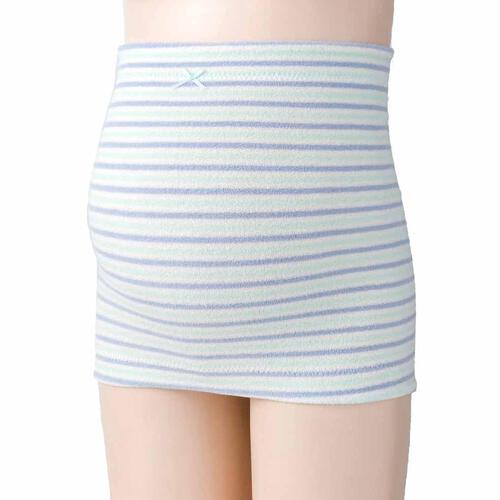 犬印 ふわふわパイル ボーダー 妊婦帯（サックス&times;L）