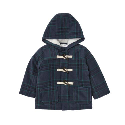 RAT-A-TATR ラッタッター ダッフルコート 中綿 チェック ネイビー×90cm