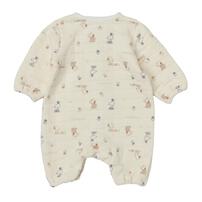 SNOOPY 長袖フィットオール マスコット付き 格子キルト 総柄 スヌーピー ナチュラル×50-60cm ベビーザらス限定