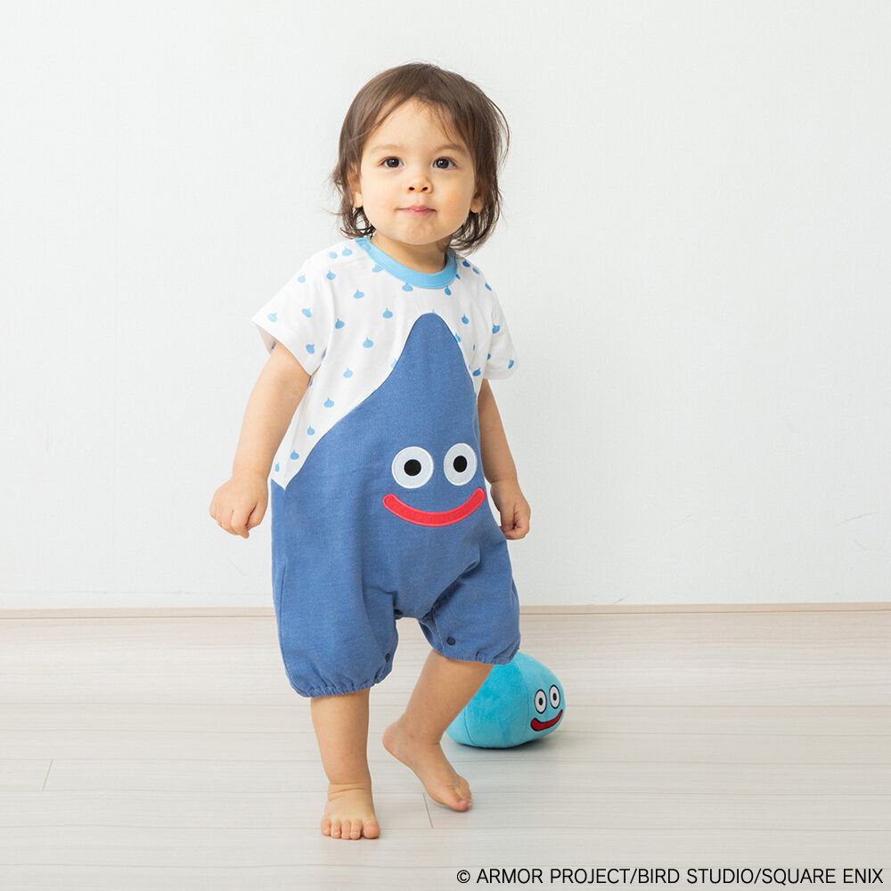 ドラクエベビー＆キッズ 半袖ロンパース スライム ブルー×70cm