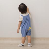 monpoke モンポケ 半袖ロンパース サロペット型 ブルー&times;70cm 