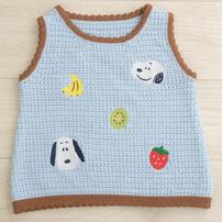 SNOOPY スヌーピー タンクトップ クロシェニット ライトブルー&times;90cm ベビーザらス限定