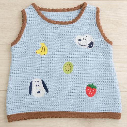 SNOOPY スヌーピー タンクトップ クロシェニット ライトブルー&times;90cm ベビーザらス限定