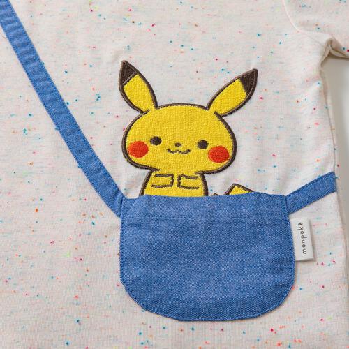  monpoke モンポケ 半袖ロンパース ポシェット付き風 ナチュラル&times;80cm 