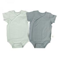 2枚組メッシュ新生児半袖打ち合わせロンパース肌着 パステルブルー&times;60cm ベビーザらス限定