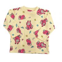 けけちゃま 長袖パジャマ 裏綿ダイヤキルト 総柄丸首 クリーム&times;110cm