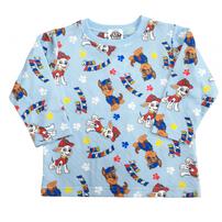 パウパトロール 長袖パジャマ 裏綿ダイヤキルト 総柄丸首 ブルー×110cm