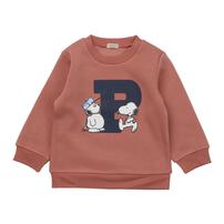 SNOOPY スヌーピー 長袖デイリートレーナー 起毛 ロゴ レッド×90cm ベビーザらス限定