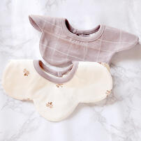 360度スタイ 2枚組 花×グラフチェック (ブラウン×フリー) ベビーザらス限定