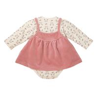 monpoke モンポケ 長袖ロンパース キャミワンピ付きピンク×70cm ベビーザらス限定