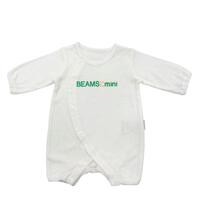 BEAMS mini 長袖前開きロンパース ロゴ ビームスミニ(ホワイト×50-60cm) ベビーザらス限定