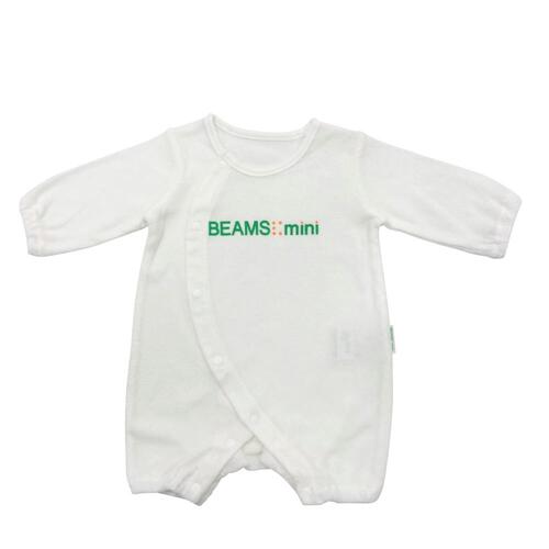 BEAMS mini 長袖前開きロンパース ロゴ ビームスミニ(ホワイト×50-60cm) ベビーザらス限定
