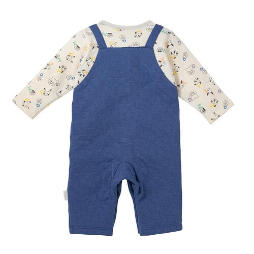 monpoke モンポケ 長袖ロンパース サロペット型 ブルー×70cm