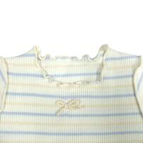 半袖ロンパース肌着 2枚組 リブメローボーダー ミント&times;70cm ベビーザらス限定