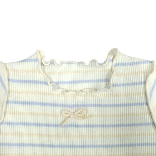 半袖ロンパース肌着 2枚組 リブメローボーダー ミント&times;70cm ベビーザらス限定