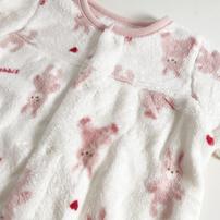 2WAYドレスオール フリース ウサギ柄 ピンク×50-60cm