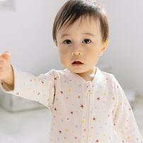 【FirstCloset×mioさん】 長袖ファスナーオール  星柄 裏毛 ナチュラル×80cm ベビーザらス限定