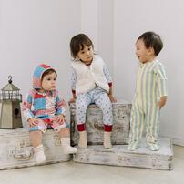 【FirstCloset×mioさん】 長袖ロンパース ボンネット付き キルト ピンク×50-60cm ベビーザらス限定